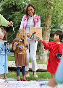 Jan Greenberg with art campers at Anderson Ranch, Aspen, CO